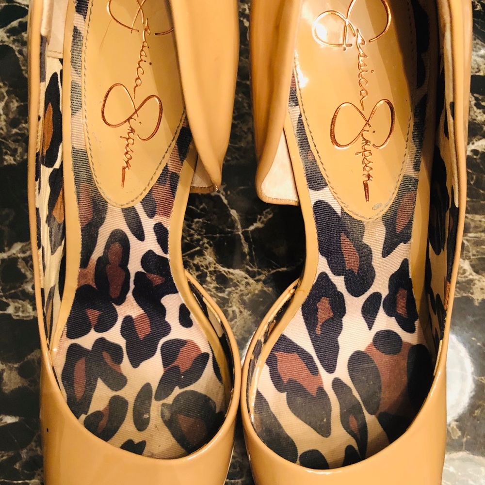 JESSICA SIMPSON Acadia Open Toe Cognac Heels 8.5M - Picture 3 of 4